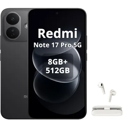 Obrázok produktu pre Xiaomi REDMI Note 17 Pro 5G, smartfón, 8340 mAh, 8 GB RAM, 512 GB úložisko, čierna farba (s Bluetooth slúchadlami), Obrázok generovaný UI