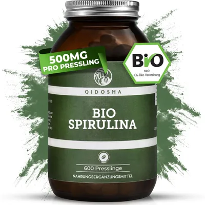 QIDOSHA Bio Spirulina Tabletten, 600 Stk/Glas, 500… – Bild 1