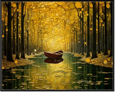 Produktbild von Wallario Wandbild Boot im goldenen Licht, Größe: 40,30 x 50,30 cm, Poster mit schwarzem Aluminiumrahmen