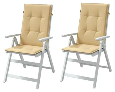 Produktbild von Hochlehner-Auflagen, 2er-Set Melange Beige, 120x50x4 cm, UV-beständiger Polyesterstoff, Sitzkissen für Gartenmöbel
