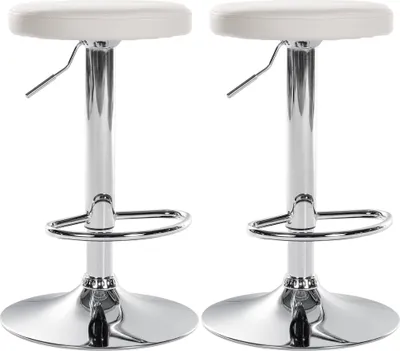 Produktbild von 2er Set Barhocker HLO-CP290 Kunstleder chrom  weiß