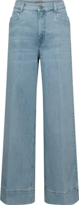 Produktbild von Hellblaue Denim Hose Größe 44 mit weiter Passform, geradem Bein, 5-Pocket und Bügelfalte