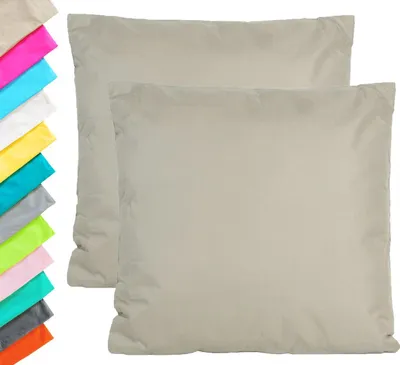 Produktbild von Jack Dekokissen 2er Set für Outdoor Gartenstühle, Taupe, 45x45 cm, mit Füllung, wasserfest, Lotuseffekt, 100% Polyester, pflegeleicht, verdeckter Reißverschluss
