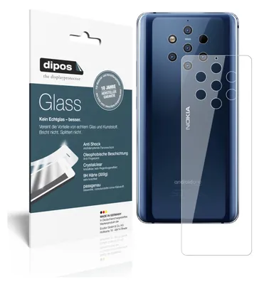 Produktbild von 2x Schutzfolie für Nokia 9 PureView Rückseite - Anti-Shock 9H Folie dipos Glass