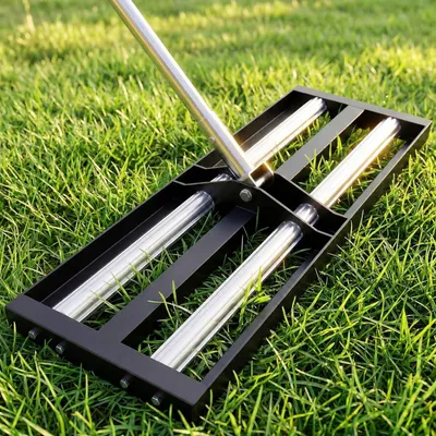 Productafbeelding van Grasnivelleringshark met aluminium wielen en roestvrij staal, 76,2 x 25,4 cm, nivelleringsgereedschap met 203,2 cm verlengde handgreep