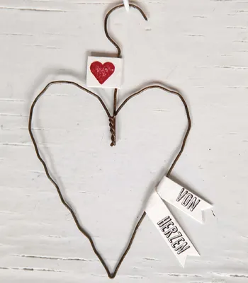 Produktbild von Good old friends Herz Draht Metall Anhänger Liebe Love Motiv Geschenk VON HERZEN