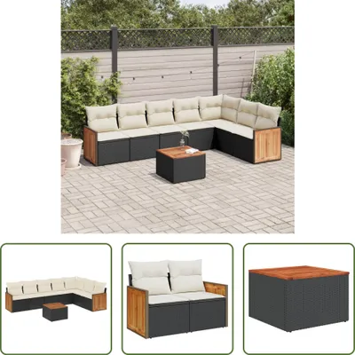 Produktbild von The Living Store 8-tlg. Garten-Sofagarnitur mit Kissen Schwarz Poly Rattan