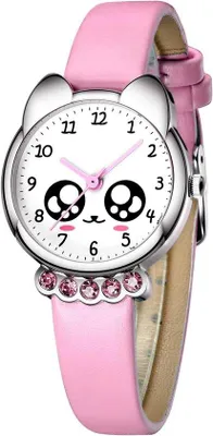 Productafbeelding van Waterdicht Kinderhorloge Analoog met Leren Band voor Meisjes en Jongens
