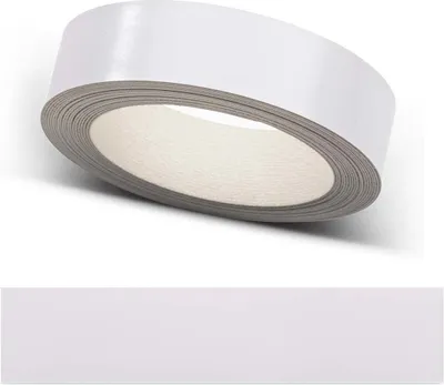 A roll of white tape is shown against a white background.