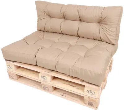 Produktbild von TexDeko Garden Palettenkissen 120x80x18cm wasserabweisend gesteppt Sitzauflage für Europaletten, UV-beständig (2-TLG Set, Cappuccino)