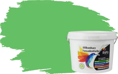 Produktbild von RyFo Colors Silikonharz Fassadenfarbe Lotuseffekt Trend Grüntöne Bambusgrün 3l - bunte Fassadenfarbe, weitere Grün Farbtöne und Größen erhältlich, Deckkraft Klasse 1