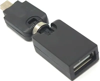 Produktbild von SYSTEM-S USB 2.0 Adapter Mini B Stecker zu Typ A Buchse 360° Winkel Kabel in Schwarz