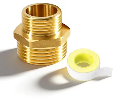 Messing Doppelnippel reduziert 1 1/4" x 1 1/2", 2 Stück