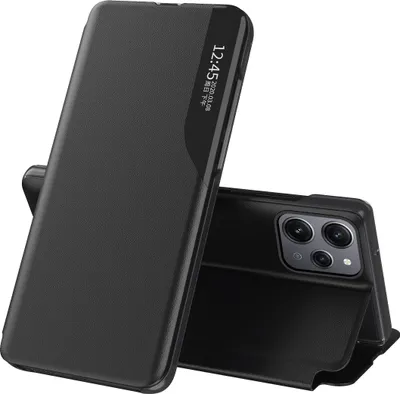 Produktbild von Dünn Flip Stand Cover Kunstleder Schutzhülle für Xiaomi Redmi 12 /Poco M6 Pro 5G Schwarz