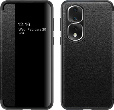 Produktbild von Honor 80 Pro Hülle, Schlank Kunstleder Klapp Ledertasche Schutzhülle für Honor 80 Pro Schwarz