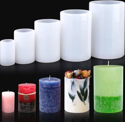 Zylindrische Silikonkerzenformen - Set von 5 Gießformen zum Kerzenmachen