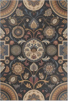 Produktbild von Pflanzenornamente im persischen Vintage-Stil – Vinylteppich – 80x120 cm – Indoor Teppich – Flur – Pflegeleicht – Modern