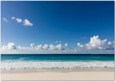 Produktbild von Tulup® Glas-Bild - 100 x 70 - Wandbild aus Glas - Wandkunst - Wandbild hinter gehärtetem Sicherheitsglas - Landschaften - Seychellen Strand - Blau