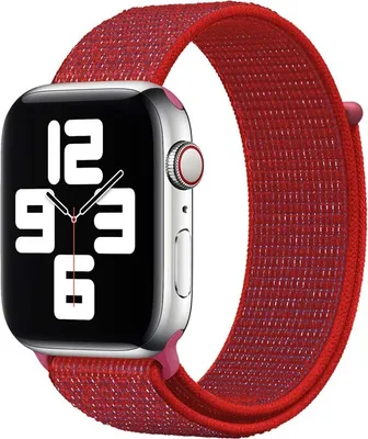 Produktbild von Armband für Apple Watch Series 8 7 6 5 4 3 2 1 SE - Nylon Band Ersatzarmband Sport Loop - Rot - 38mm 40mm 41mm