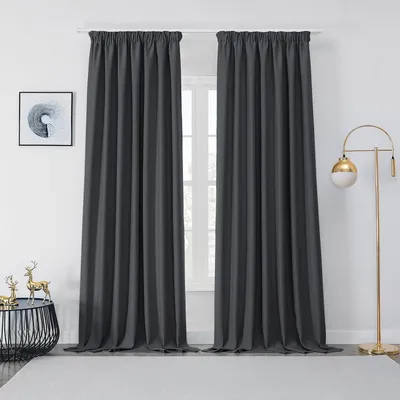 Image de Rideaux occultants pour intérieur avec attache - 2 pièces, L 132 x H 245 cm - Rideaux isolants pour fenêtres - Rail