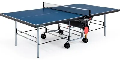 Produktbild von Tischtennisplatte, SPONETA S3-47i, Klappbar, Innenbereich, Verstellbares Netz, Seitliche Halterungen, Grau und Blau