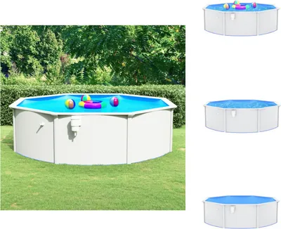 Produktbild von vidaXL Pool mit Stahlwand Rund 460x120 cm Weiß -  Pools