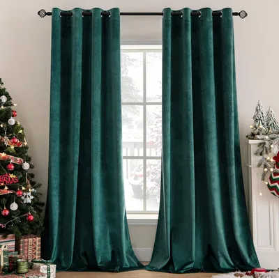 Produktbild von Samtvorhänge Velours 2er-Set Verdunkelungsvorhänge 140x280 cm Grün