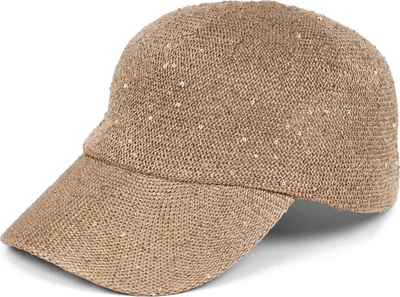 Produktbild von styleBREAKER Damen Sommer Baseball Cap gewebt mit Pailletten | Luftiges Basecap mit Metallschnalle verstellbar | Einfarbige Schildkappe für Strand und Freizeit