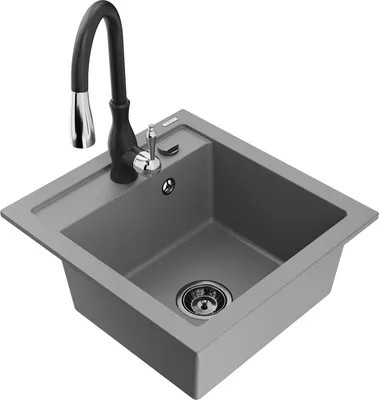 Produktbild von Mexen Vito 1-Becken-Granit-Spüle mit Mischbatterie Savita, Grau - 6503-71-672601-70-B