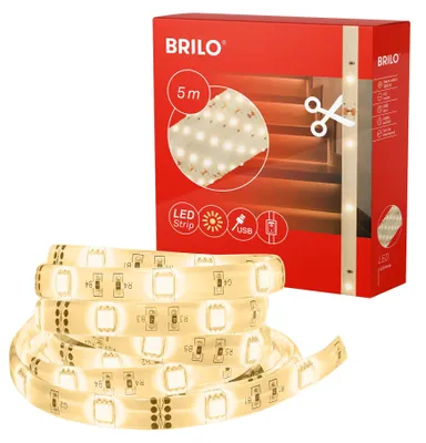 Obrázek produktu pro BRILONER VARMA LED pásek, 5 m, kabelový spínač, lze zkrátit, samolepicí, bílý, 500 x 0,8 cm