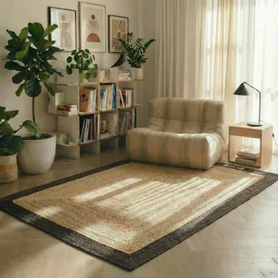 Image de Mrcarpet tapis de jute rectangle naturel/anthracite 200x290cm