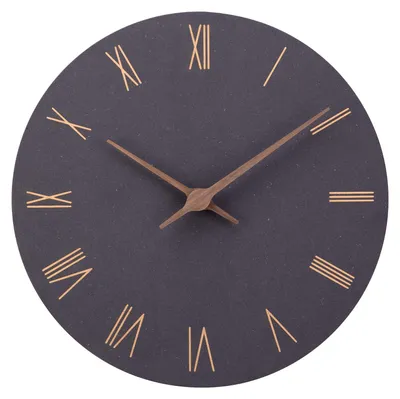 Wandklok 30 cm MDF Holz, geräuschlos, modern, schwarz mit römischen Ziffern