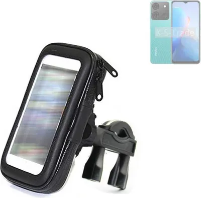 Produktbild von K-S-Trade Fahrrad-Halterung kompatibel mit Infinix Smart 7 Plus Handy-Halterung Halter Lenkstange Fahrradhalterung Motorrad Bike Mount Wasserabweisend