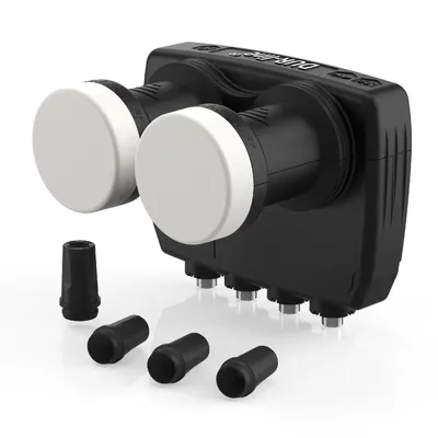 A product shot of a satellite LNB.