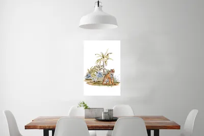 Produktbild von MuchoWow® Poster Tiger - Gemälde - Baum 40x60 cm - Plakate für die Wand - Poster Babyzimmer