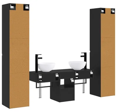 Image de Ensemble de meubles de salle de bain, 5 pièces, noir, 33 x 34,5 x 160 cm