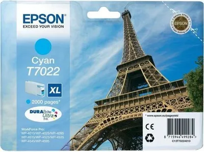 Obrázok produktu pre Epson C13T70224010 Epson Tintenpatrone XL cyan T 702 WorkForce Pro       T 7022