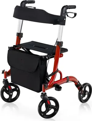 Produktbild von COSTWAY Rollator skladací a ľahký so sedadlom, zdravotná pomôcka na chôdzu z hliníkovej zliatiny s výškovo nastaviteľnými rukoväťami, cestovný rollator max. 150 kg na vonkajšie použitie