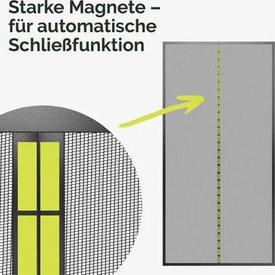 Produktbild von Famanu Fliegengitter für Balkontür - 100 x 210 cm, schwarz, ohne Bohren, mit starken Magneten