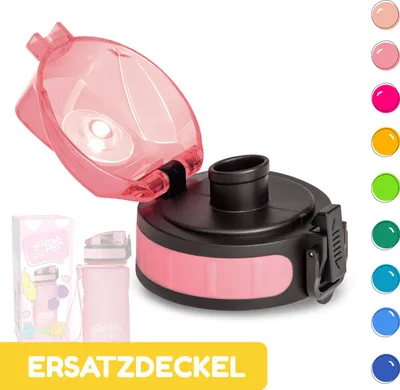 Immagine prodotto di Coperchio di ricambio per beverino Schmatzfatz, coperchio per beverino sportivo, coperchio di ricambio a prova di perdite per beverino, coperchio per beverino senza BPA, ricambi Schmatzfatz, tappo in rosa