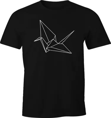 Produktbild von Herren T-Shirt Origami Kranich Crane Vogel Bird Geometrisch Moonworks® L