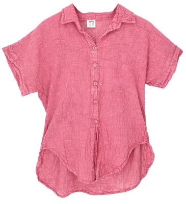 Produktbild von Baumwollbluse mit Kokosknöpfen - Pink, Damen, Baumwolle, Blusen & Tunikas