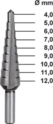 Produktbild von RUKO Stufenbohrer HSS, geschliffen, mit Kreuzanschliff 65 mm