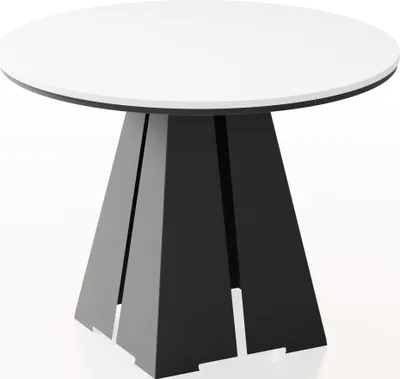 Produktbild von Runder Ausziehbarer Esstisch mit Schwarzem Metallgestell - Moderner Industrieller Tisch für Esszimmer oder Küche - 120 cm bis 200 cm -  EU - Weiß