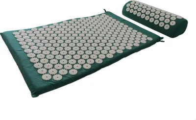 Produktbild von HQ Akupressurmatte Massagematte / Matte + Kissen + Tasche SET / Nagelmatte Yantramatte Yogamatte grün green eco