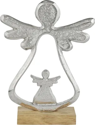 Image de Décoration angélique, fabriquée à la main, facile d'entretien, en aluminium argenté, 21 cm