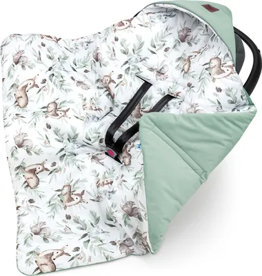 Produktbild von Pepi Einschlagdecke Babyschale Kindersitz Decke für Autositz Babydecke Maxi Cosi mit Velvet 90×90 cm Green Groove