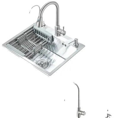 Produktbild von Küchenspüle, langlebiger Edelstahl, ausziehbare Auslauf, Bürstetes Nickel