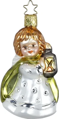 Produktbild von Christbaumschmuck Mädchen mit Laterne Glas 10cm weiß, 1 Stück