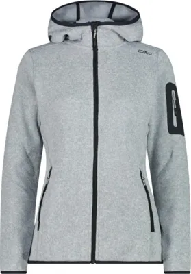 Produktbild von CMP Damen Outdoor Fleece Jacke Knit-Tech meliert mit Kapuze grau 42